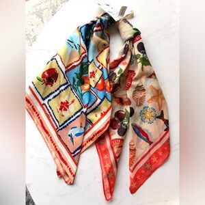 Last One! NWT Anthropologie Bright Icon Hair Scarves, Set of 2, Summer Fruits